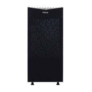 A black, tall, rectangular heater with perforated front design, featuring the brand "Tylo" prominently displayed at the top center.
